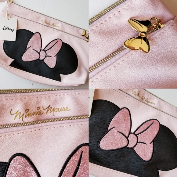 ❗Disney Minnie Mouse Baby Pink Large Glitter Double Zipper Cosmetics Bag❗ - Picture 4 of 5